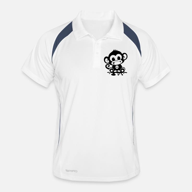 Spooky Monkey with Skull - Men's Polo breathable - white/navy