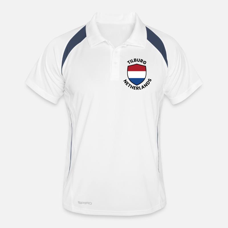 Schild der Tilburger Niederlande - Männer Polo atmungsaktiv - Weiß/Navy