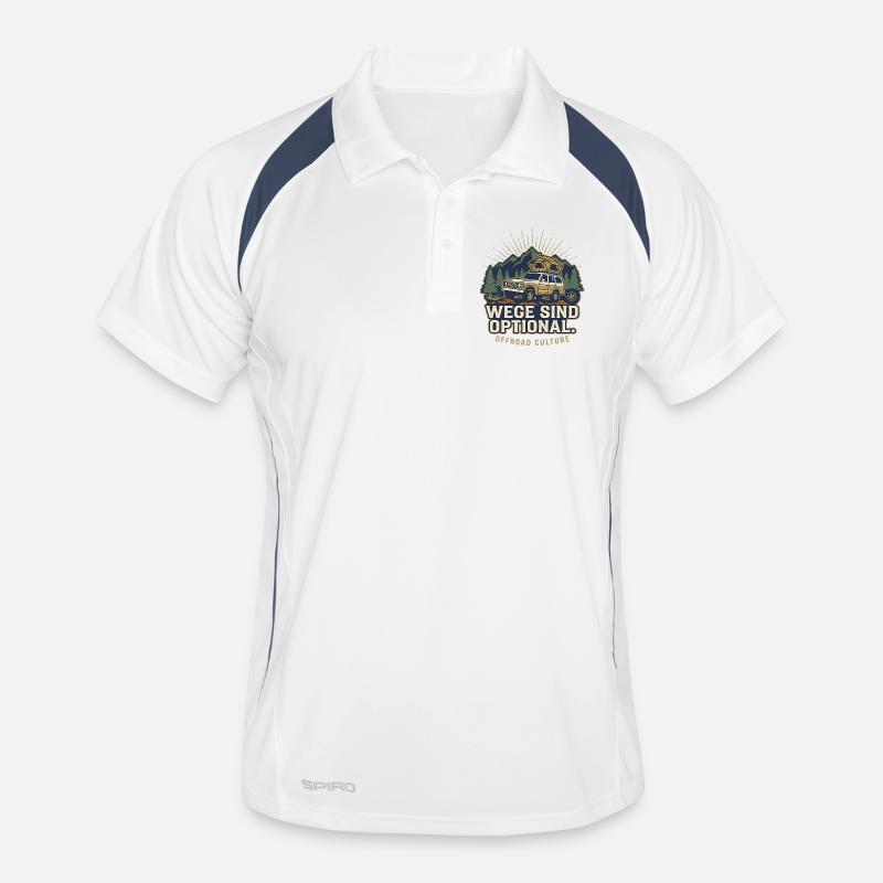 Offroad Spruch - Wege Sind Optional Retro - Männer Polo atmungsaktiv - Weiß/Navy