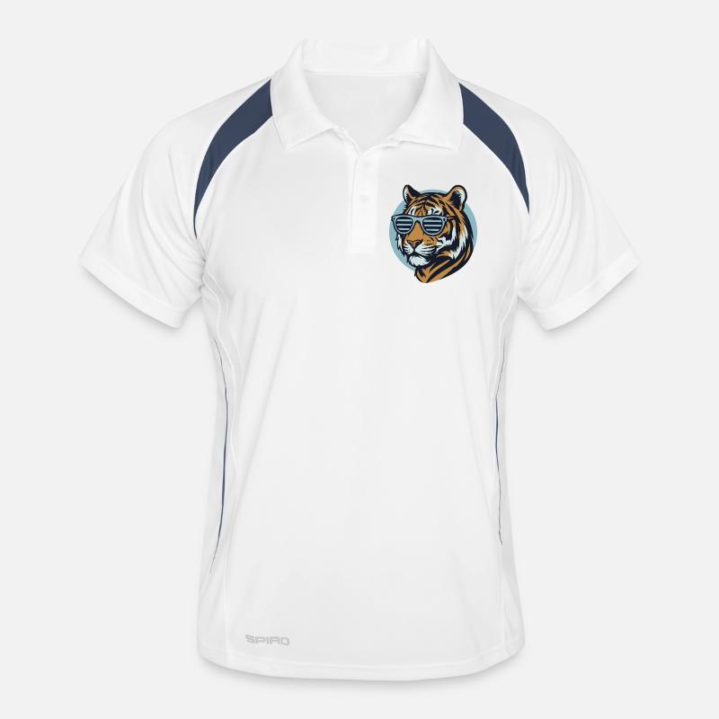 Tiger with Sunglasses – Retro Pop Style Men's Polo breathable