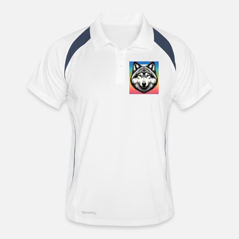 Wolf - Männer Polo atmungsaktiv - Weiß/Navy