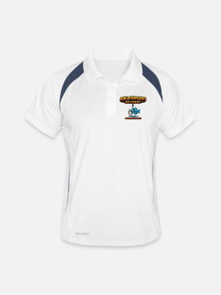 Anglermodus Aktiviert - Männer Polo atmungsaktiv - Weiß/Navy - Vorne