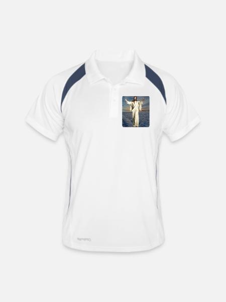 Jesus Figure Winter - Men's Polo breathable - white/navy