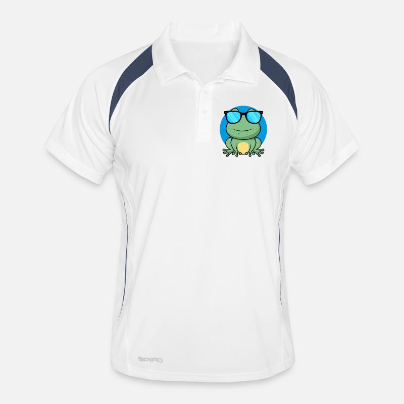 Cool Frog - Männer Polo atmungsaktiv - Weiß/Navy