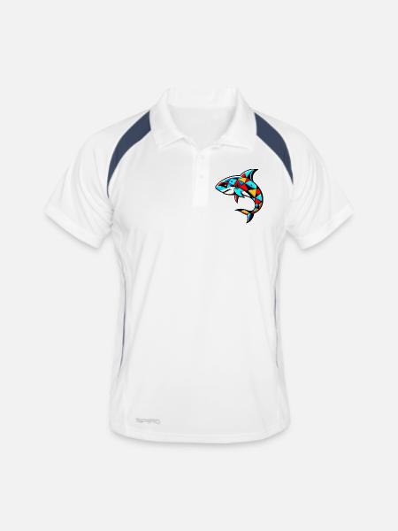 Requin arlequin - Polo respirant Homme - blanc/marine - Devant