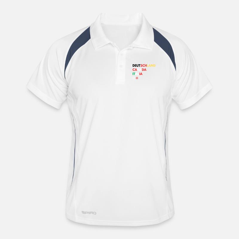 Länderfarben Schriftzug Collage - Männer Polo atmungsaktiv - Weiß/Navy