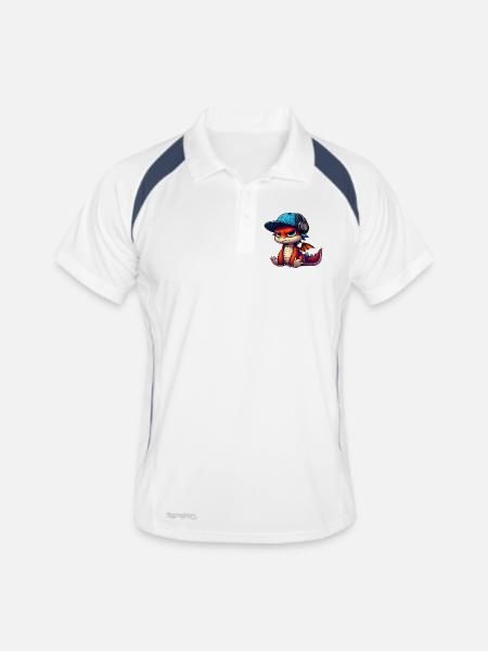 HipHop-Drache - Männer Polo atmungsaktiv - Weiß/Navy - Vorne
