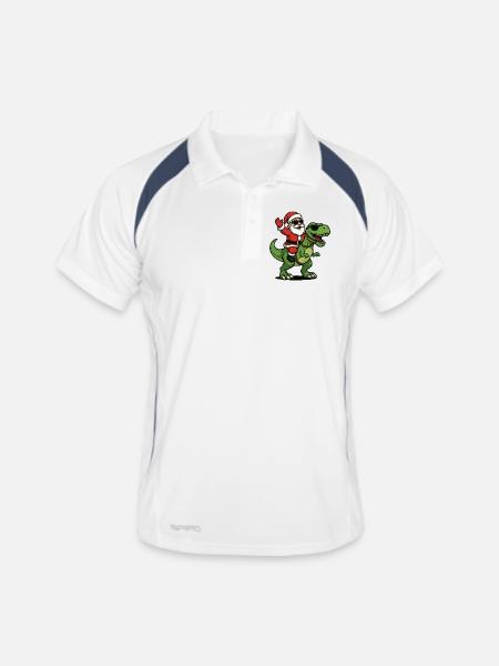 Christmas T Rex with Santa Swag - Men's Polo breathable - white/navy - Front