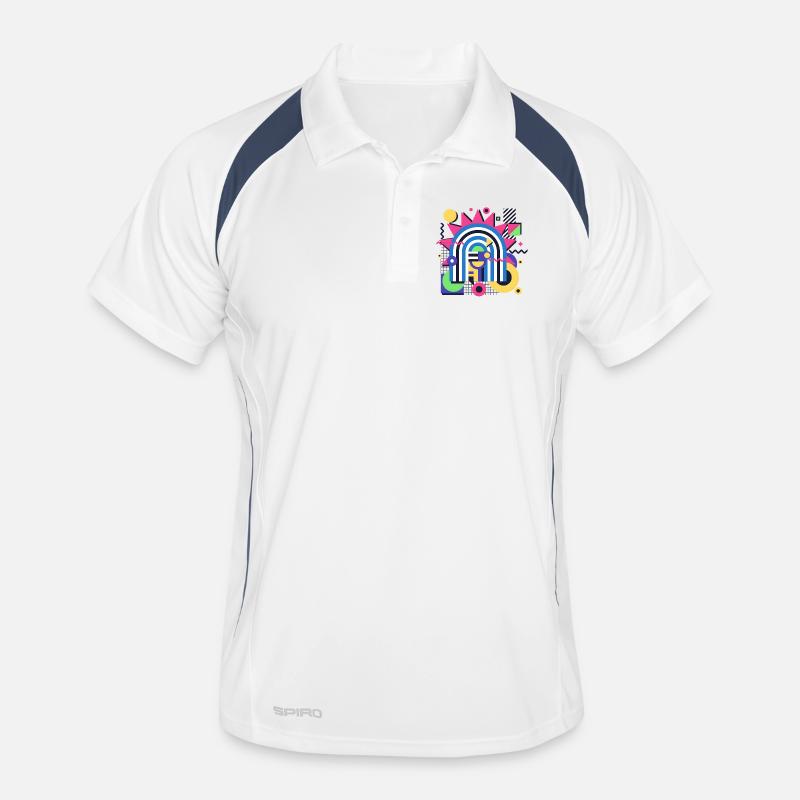 Retro Memphis Graphic Colorful Shapes Design Men's Polo breathable