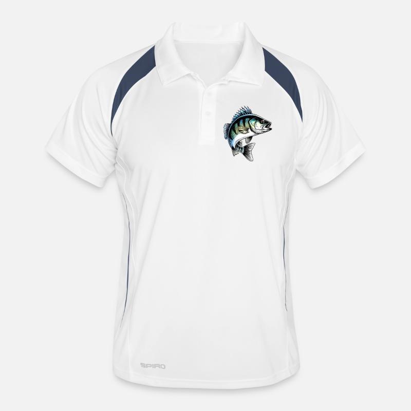 Jumping Perch Dynamic Fish Illustration - Men's Polo breathable - white/navy