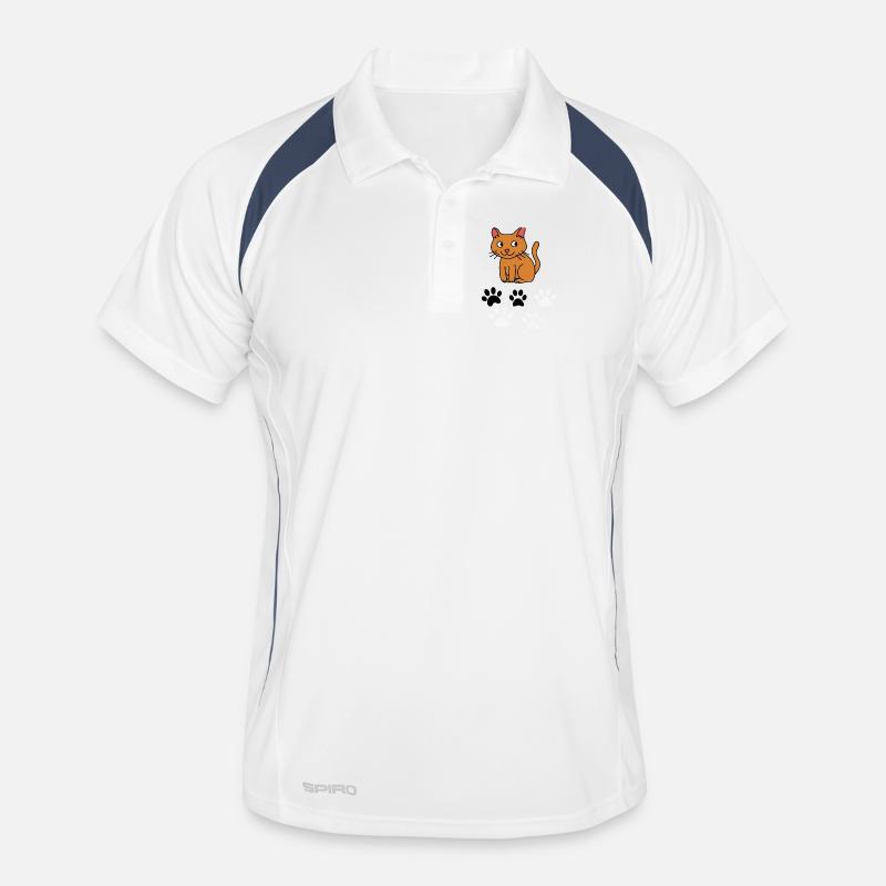 Curious Cat and Paw Prints Men's Polo breathable