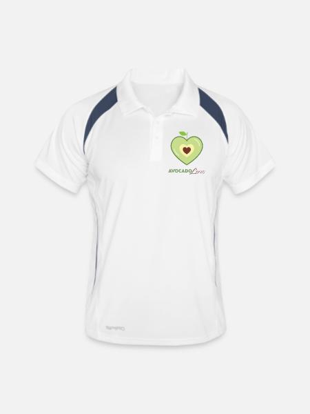 Avocado Herz Liebe - Männer Polo atmungsaktiv - Weiß/Navy - Vorne