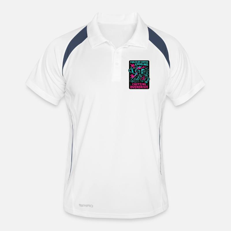 Telearbeit – Telearbeit – Voll-Fernarbeit - Männer Polo atmungsaktiv - Weiß/Navy