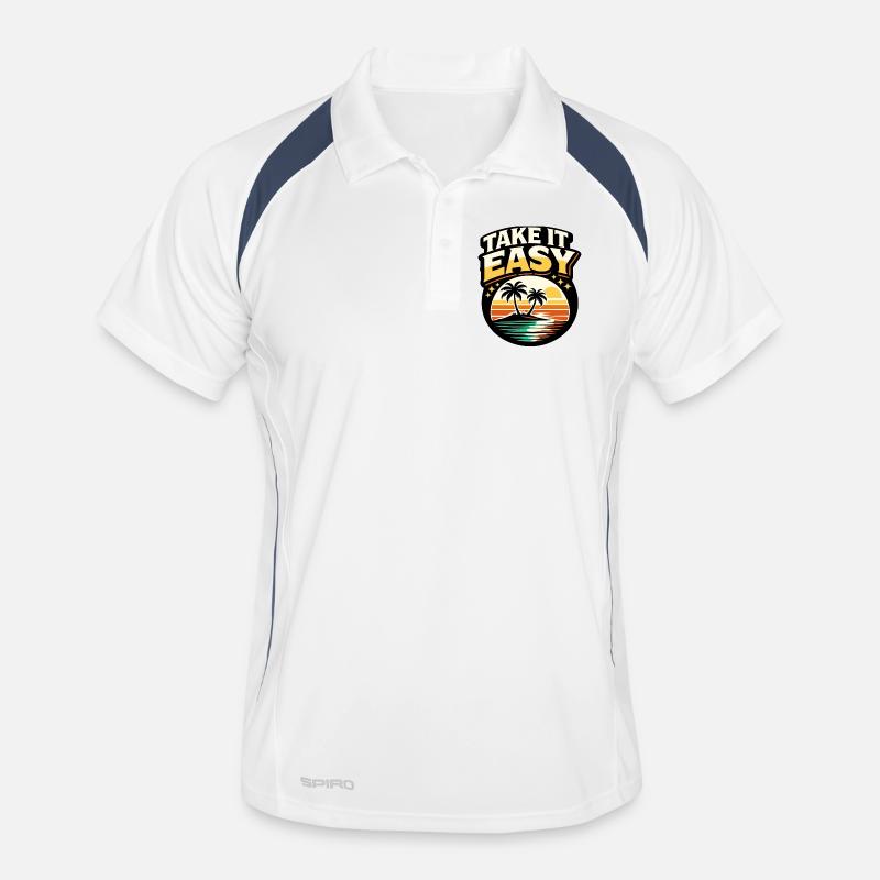 Take It Easy Retro Sunset Palmen Vintage Motiv Männer Polo atmungsaktiv