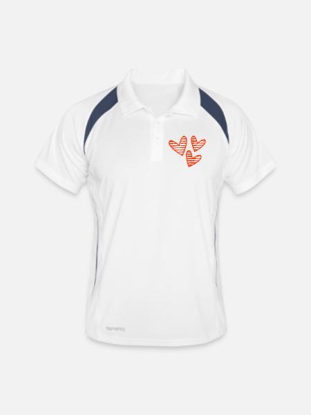 LIEBE. PAAR. ICH HABE GERADE GEHEIRATET. Junggesellinnenabschied. VALENTINSTAG. - Männer Polo atmungsaktiv - Weiß/Navy - Vorne