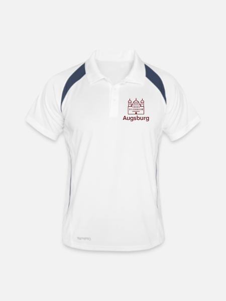 Augsburg Skyline Schlosslinie - Männer Polo atmungsaktiv - Weiß/Navy - Vorne