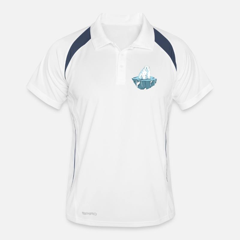 Eisbär auf Eisscholle - Männer Polo atmungsaktiv - Weiß/Navy