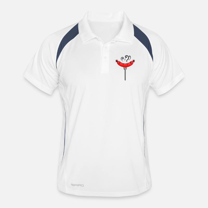 Sausage Currywurst Meat Bratwurst Grillwurst - Men's Polo breathable - white/navy