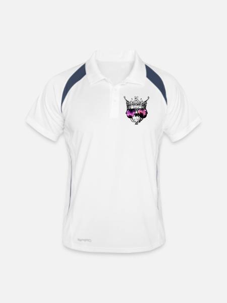 Hipster Totenkopf König - Männer Polo atmungsaktiv - Weiß/Navy - Vorne