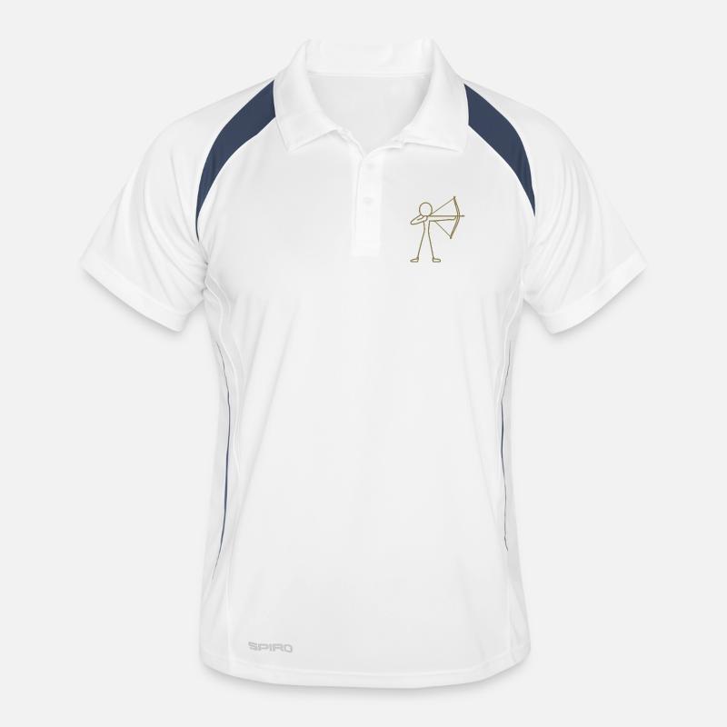 Strichmännchen Bogen Bogenschießen Bogenschütze - Männer Polo atmungsaktiv - Weiß/Navy