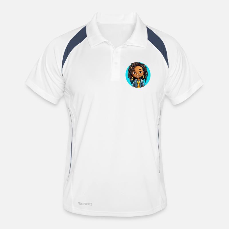 Lebensfrohe Dreadlocks Illustration - Männer Polo atmungsaktiv - Weiß/Navy