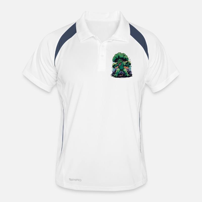 Brokkozilla monstre géant de brocoli - Polo respirant Homme - blanc/marine