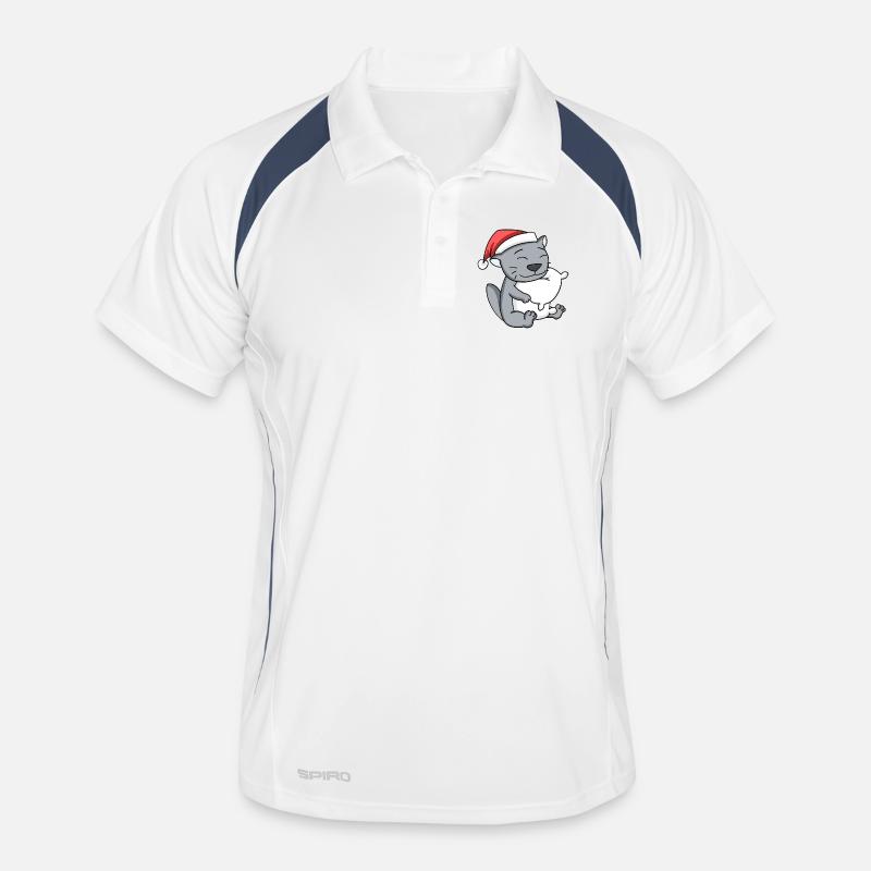 Chat Mignon British Shorthair Fatigué Noël Polo respirant Homme