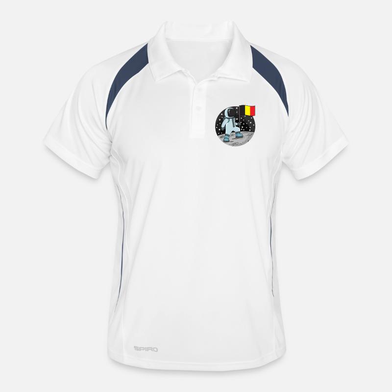Astronaut with Belgian flag in space Men's Polo breathable