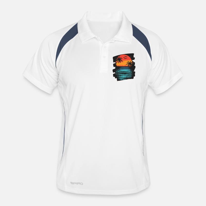 Beach Palm Trees Sunset Summer Men's Polo breathable