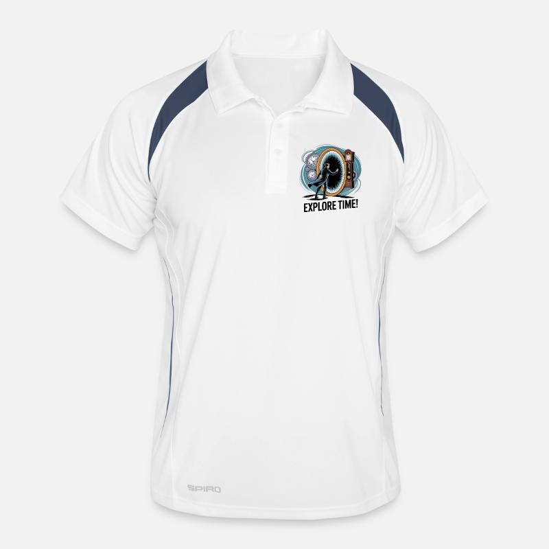 Explore Time Surreal Clock Design Men's Polo breathable