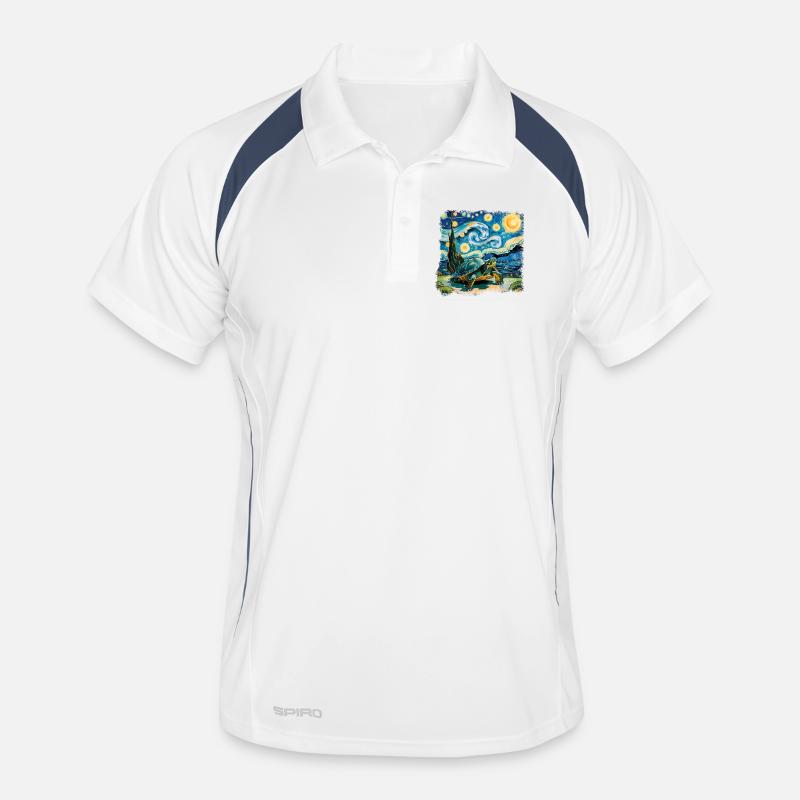 Starry Night Tortoise Artwork Men's Polo breathable