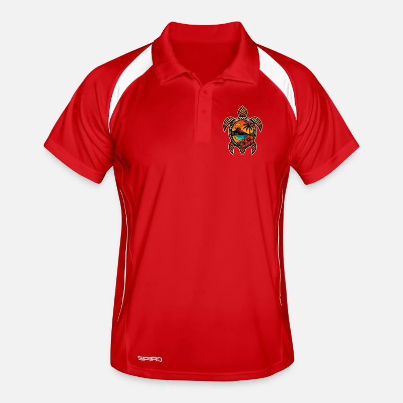 Tropical Sunset Turtle Design Men's Polo breathable