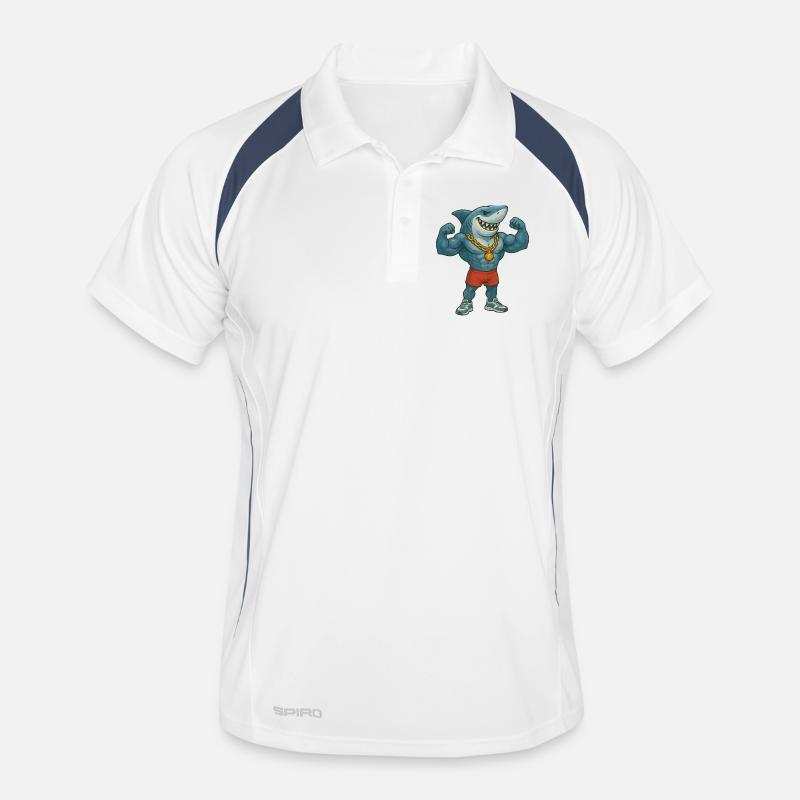 requin-bande dessinée-bodybuilder Polo respirant Homme