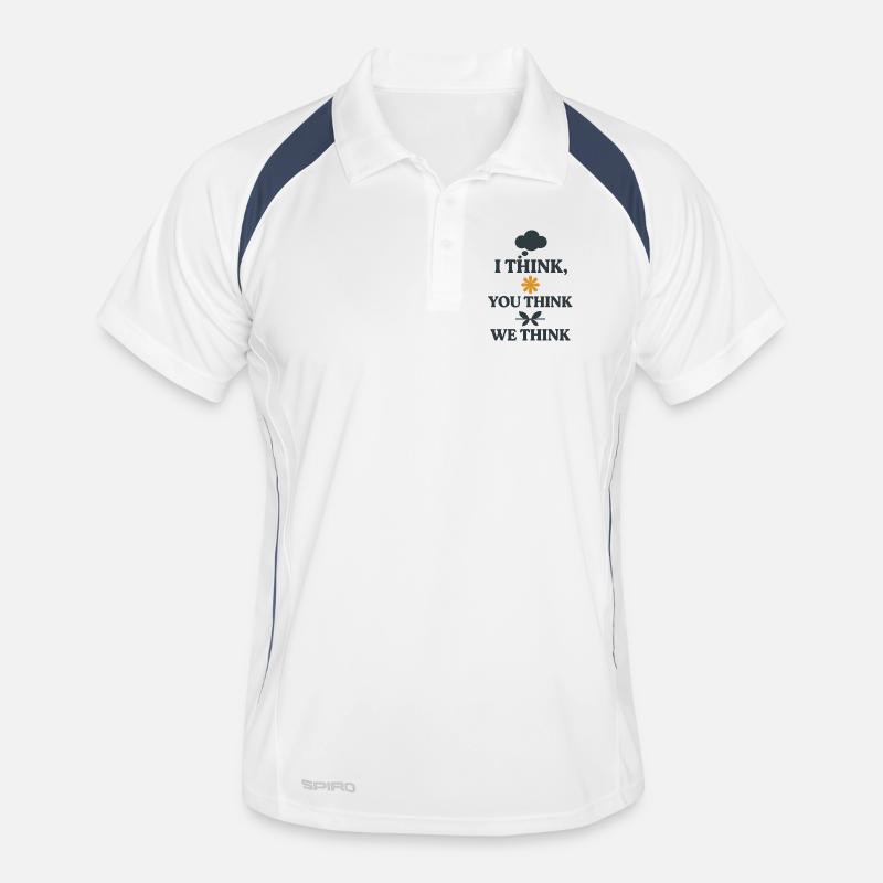 Funny Quote, I think we think  Men's Polo breathable