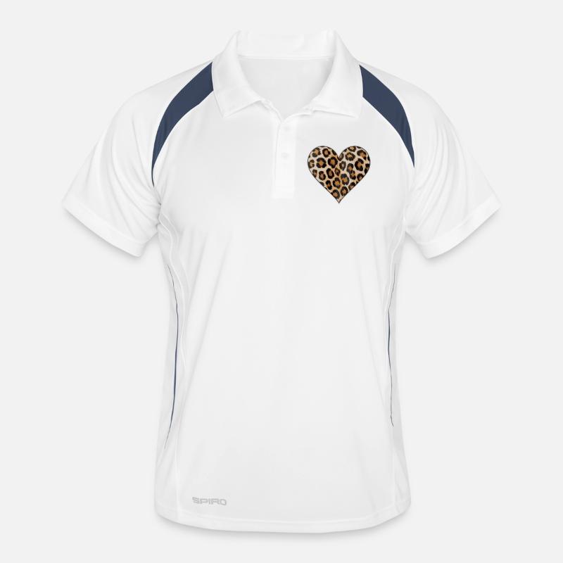 Leopard print heart pattern Men's Polo breathable