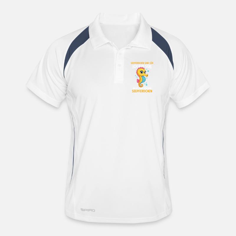 Hippocampe créatures marines Motif d’insigne de natation Polo respirant Homme
