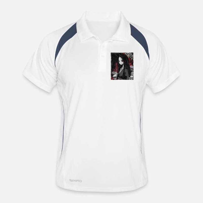 Japan Horror Anime Girl mit dämonischem Blick Männer Polo atmungsaktiv