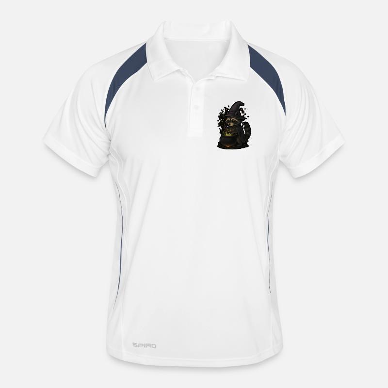Magic raccoon as a witch with magic potion Men's Polo breathable