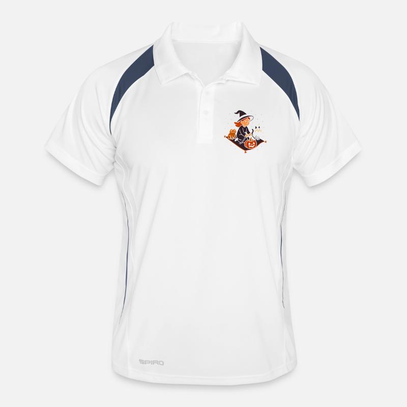 Vol de citrouille avec sorcière et chat Polo respirant Homme