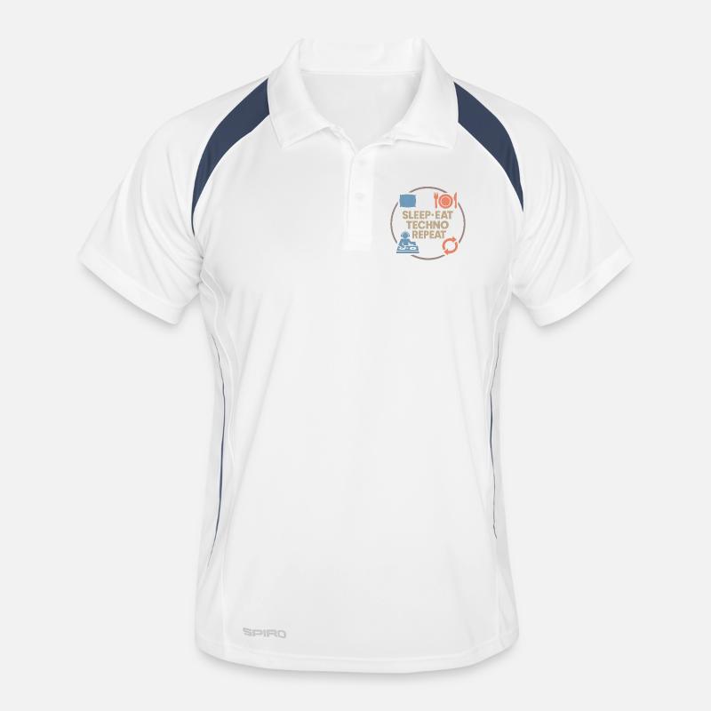 Humour techno – Sommeil · Manger · Techno · Répéter Polo respirant Homme