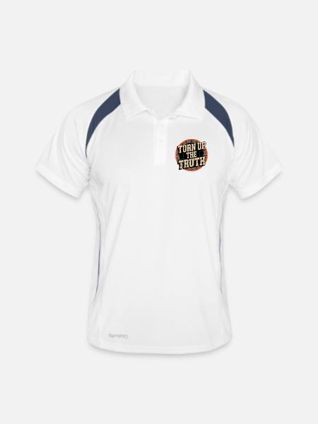 Retro Grunge – Turn Up The Truth - Männer Polo atmungsaktiv - Weiß/Navy - Vorne