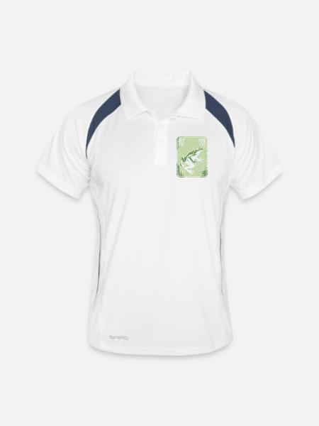 Frosch Vintage Postkarte Grün - Männer Polo atmungsaktiv - Weiß/Navy - Vorne