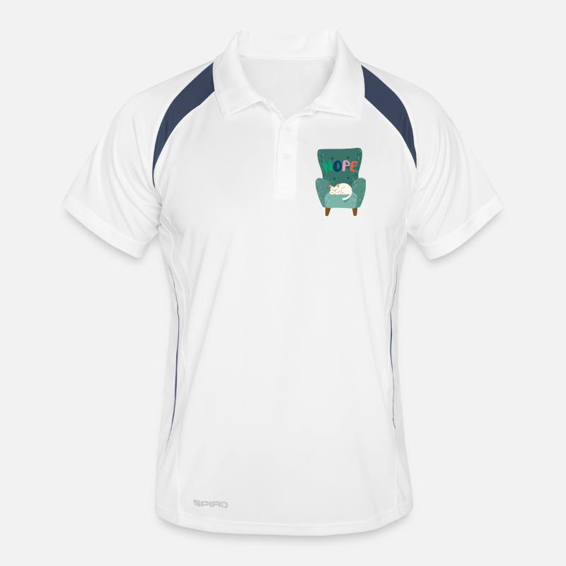 Chat adorable mignon avec une humeur paresseuse « NON » Polo respirant Homme
