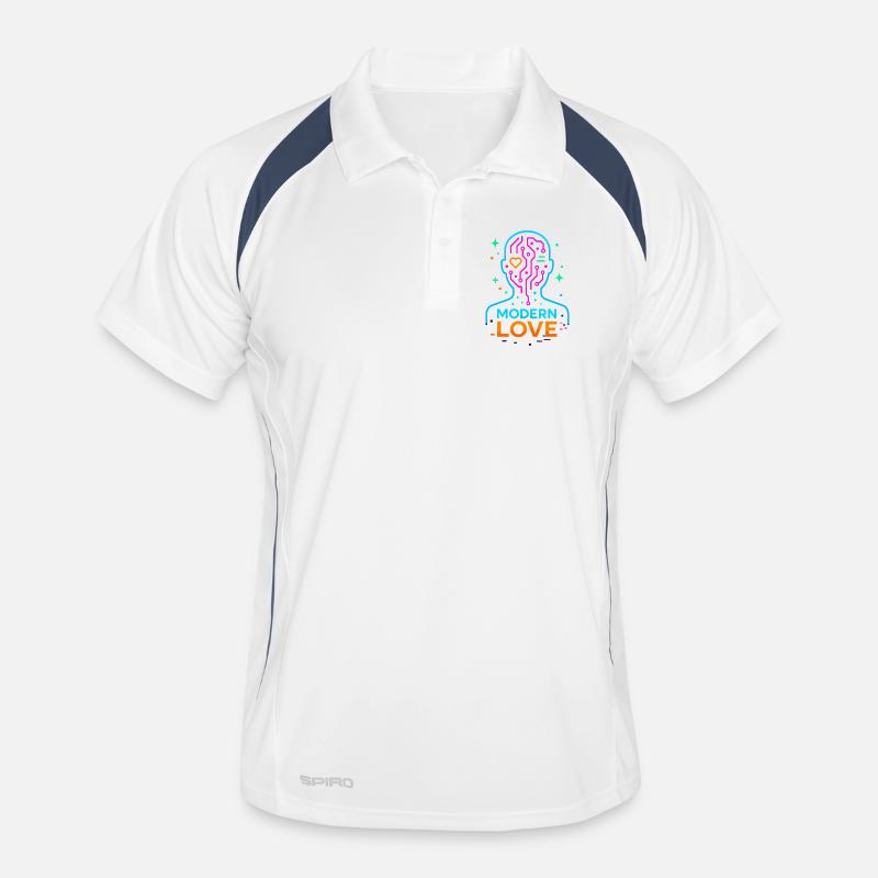 Amour moderne, amour numérique tête néon Saint-Valentin Polo respirant Homme
