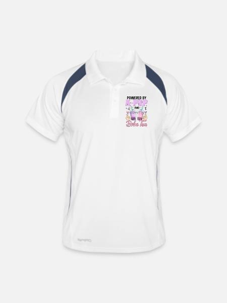 Propulsé par K Pop et Boba Tea - Polo respirant Homme - blanc/marine - Devant