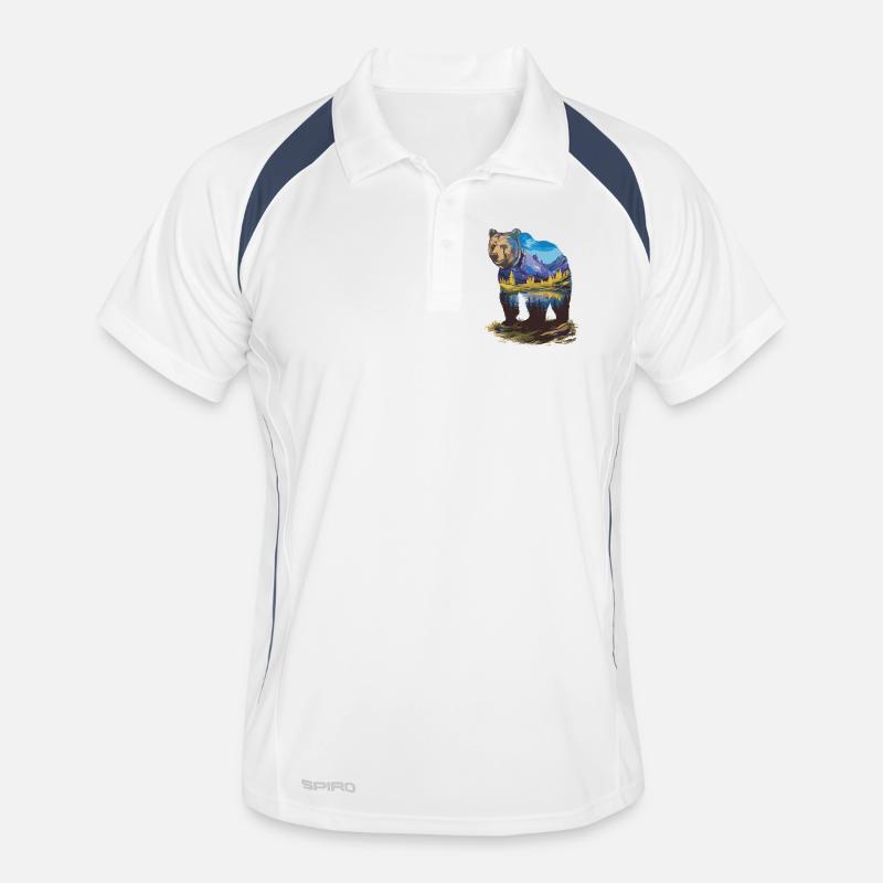 Wander Bear Mountains Lake Conception rétro de la nature Polo respirant Homme