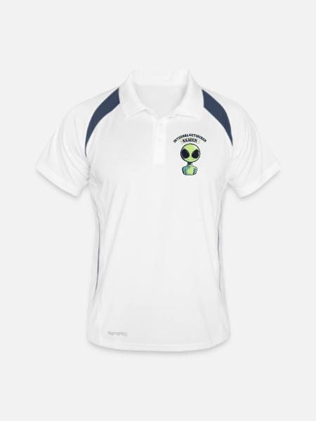 intergalaktischer gamer alien zocken - Männer Polo atmungsaktiv - Weiß/Navy - Vorne