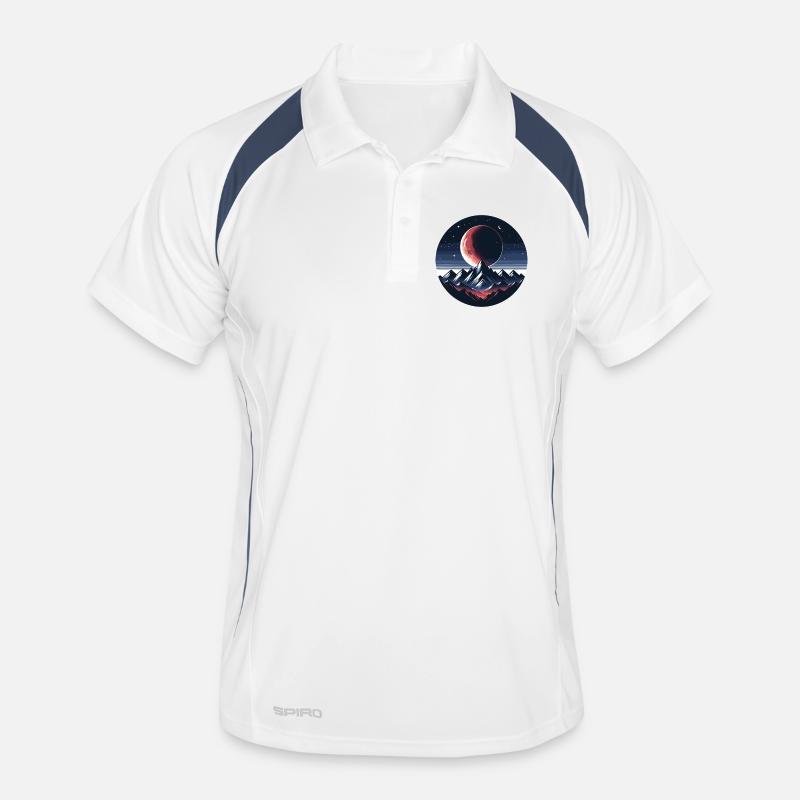 Moonlight over mountain range Men's Polo breathable