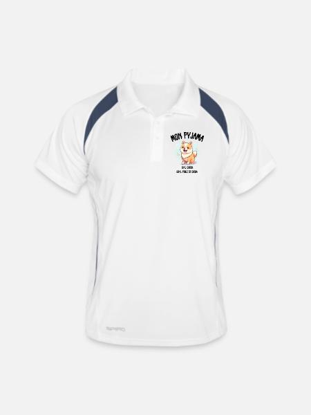Shiba Humor Dog Pyjamas - Männer Polo atmungsaktiv - Weiß/Navy - Vorne