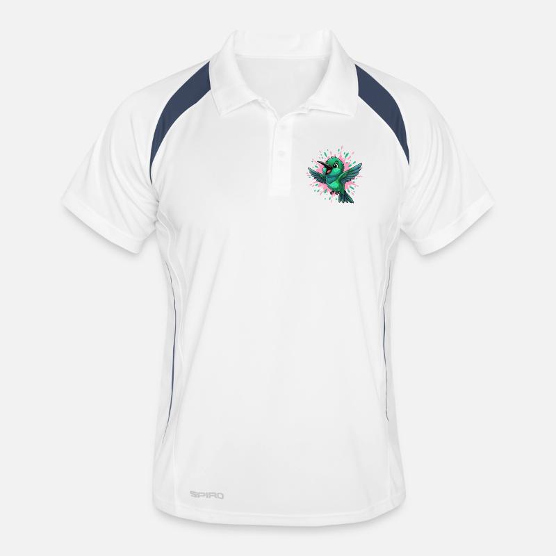 Colibri coloré avec éclaboussures de couleur Polo respirant Homme